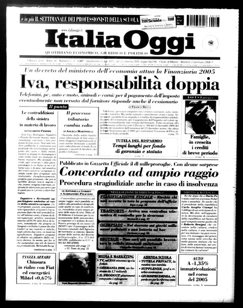 Italia oggi : quotidiano di economia finanza e politica